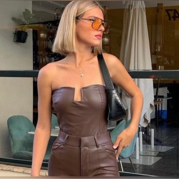 Zara leather blazer/top set - Picture 9 of 16